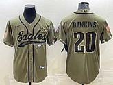 Men's Philadelphia Eagles #20 Brian Dawkins Olive 2022 Salute To Service Cool Base Stitched Baseball Jersey,baseball caps,new era cap wholesale,wholesale hats